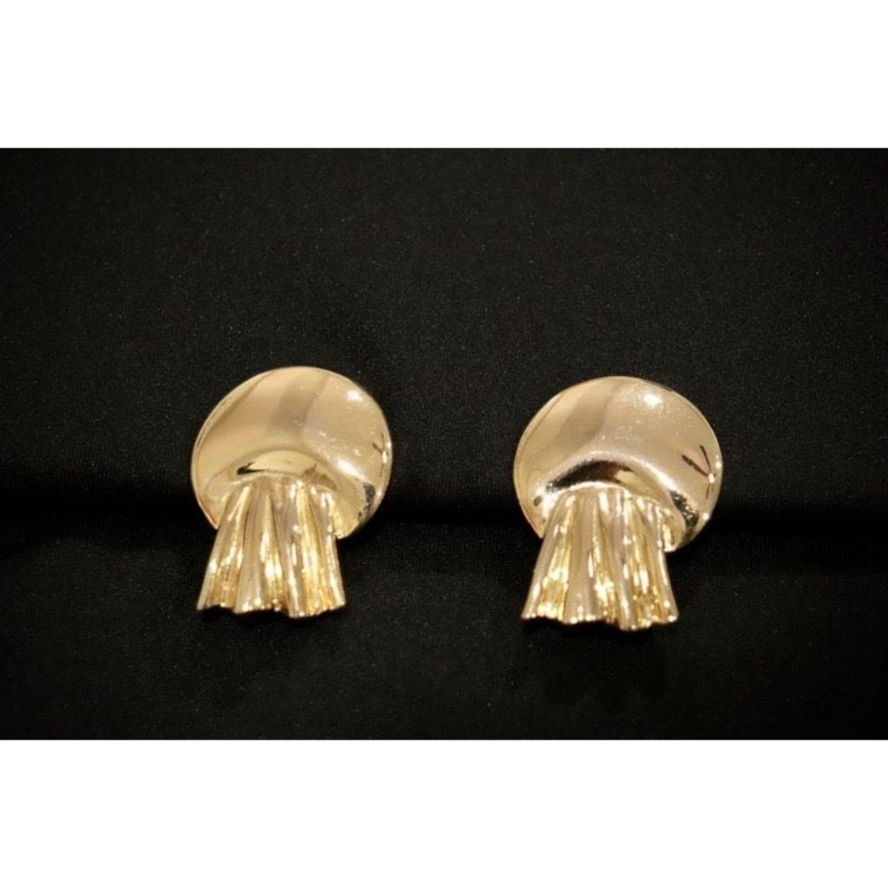 CAROL DAUPLAISE Vintage 1980s Gold Tone Clip-on Earrings - Modernist- Deco